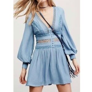 Free People blue mini dress size 10 NWOT